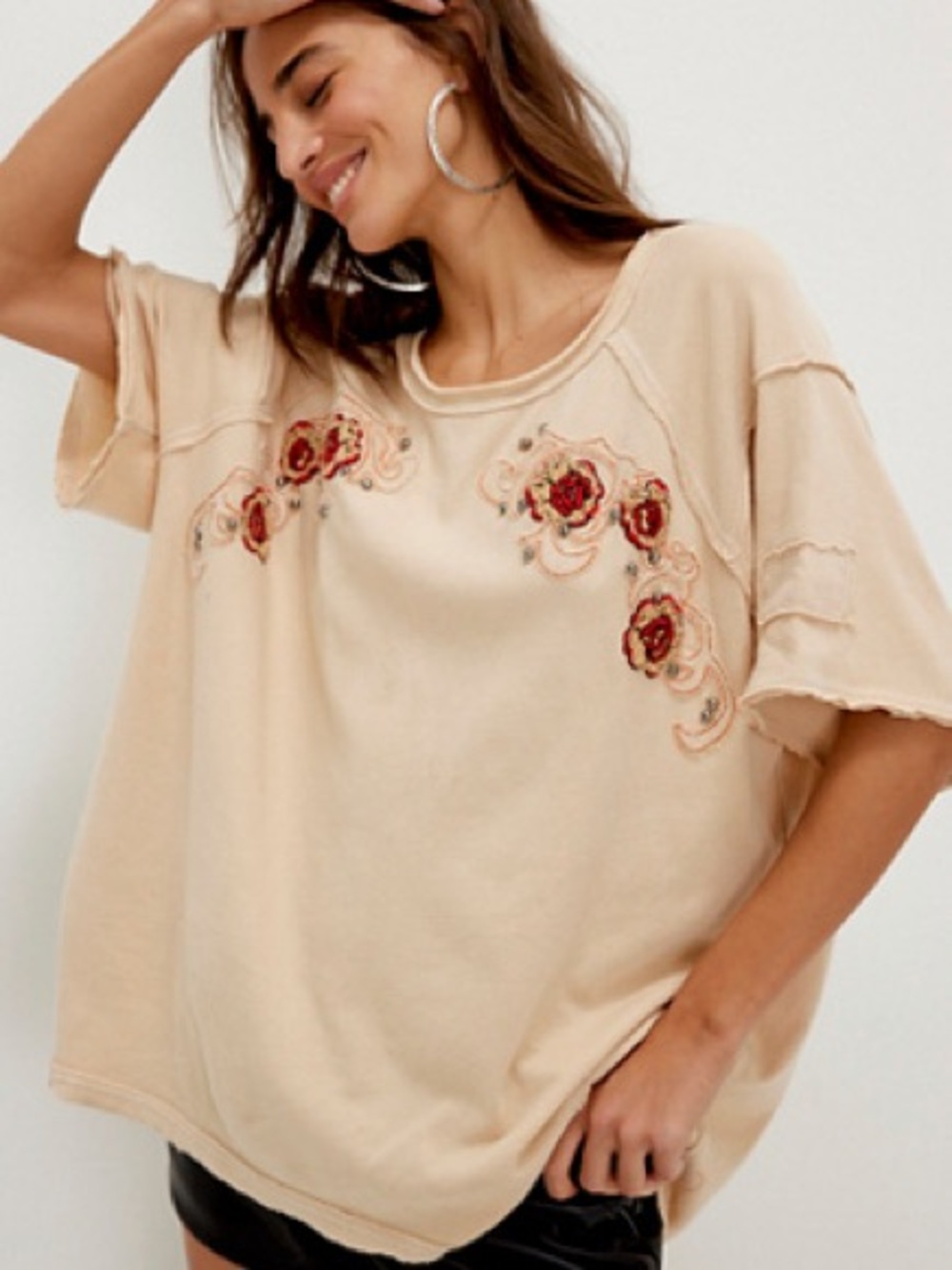 Free People We The Free Harper Tee-Parchment Combo-Size Small-NWOT